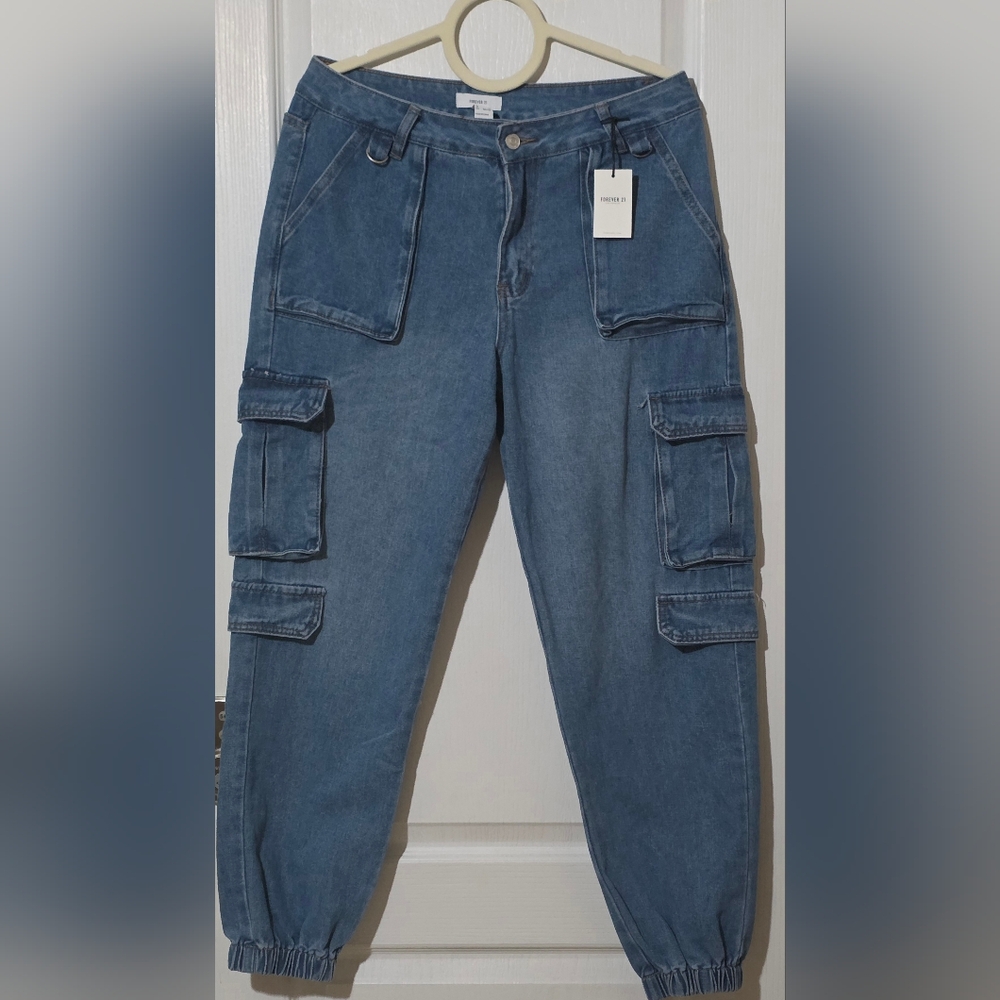 Forever 21 Denim Cargo Jeans